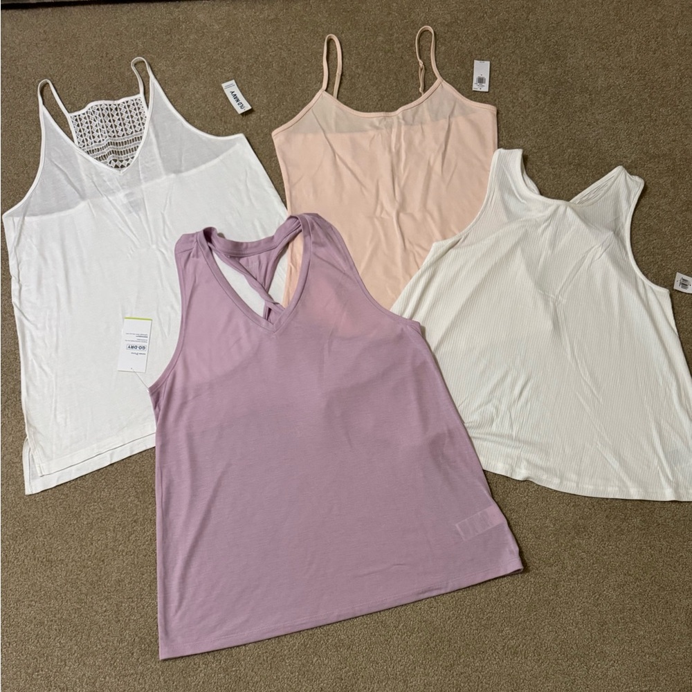 Old Navy Women's Tank Tops - White, Cream, Peach, and Purple